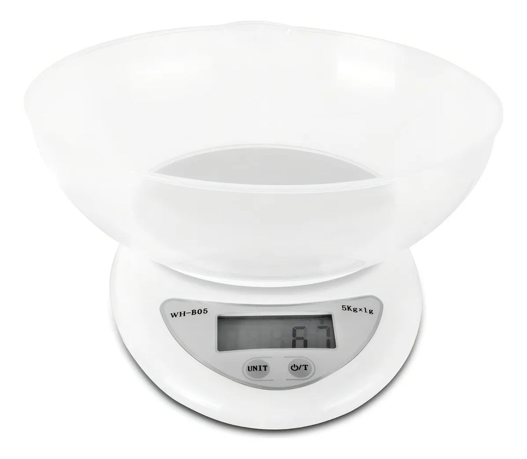 Pesa digital cocina de 1 gr. a 5 kg. Blanca