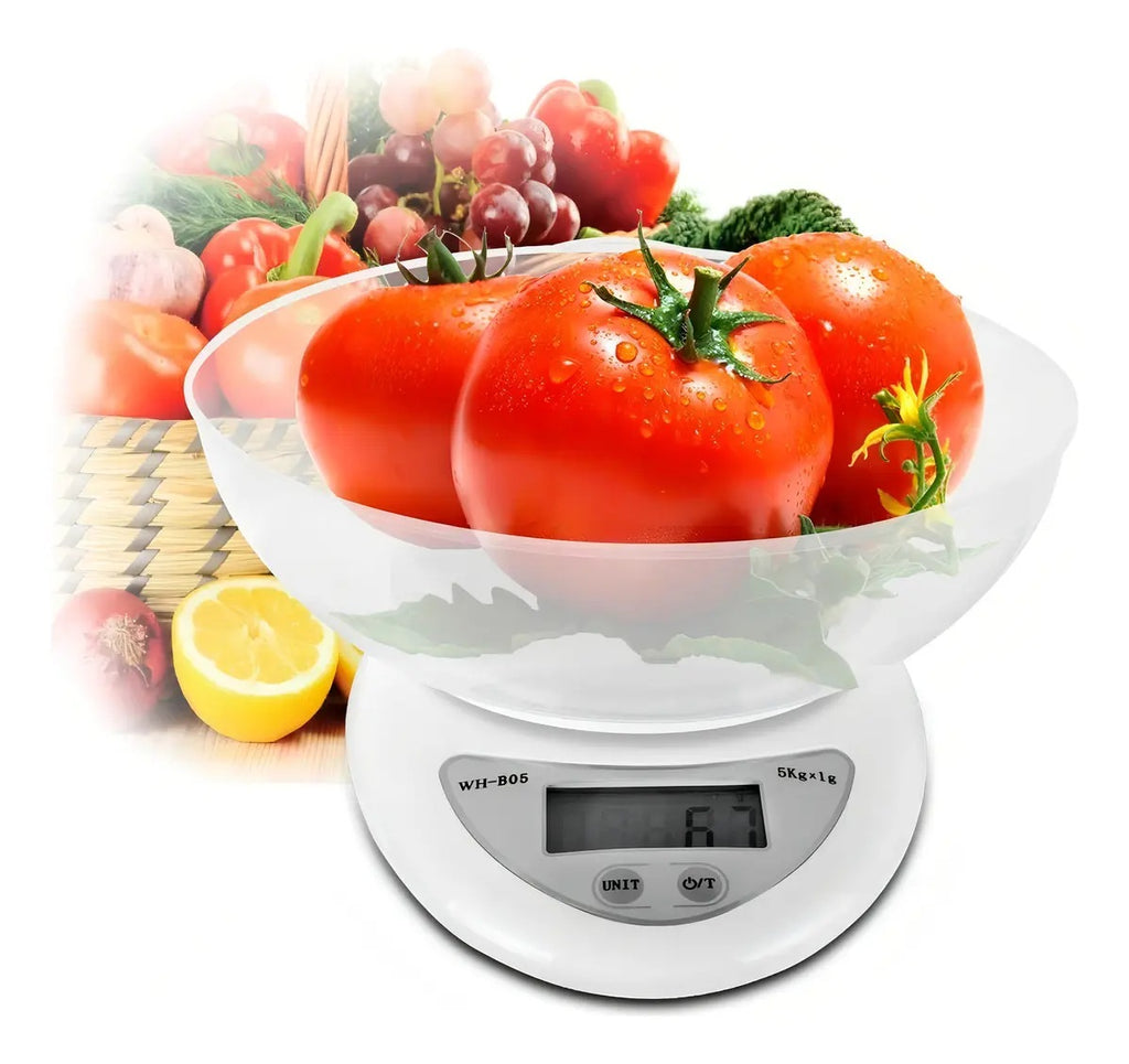 Pesa digital cocina de 1 gr. a 5 kg. Blanca