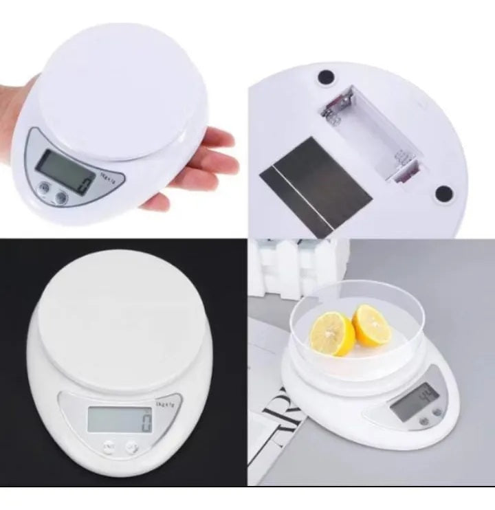 Pesa digital cocina de 1 gr. a 5 kg. Blanca