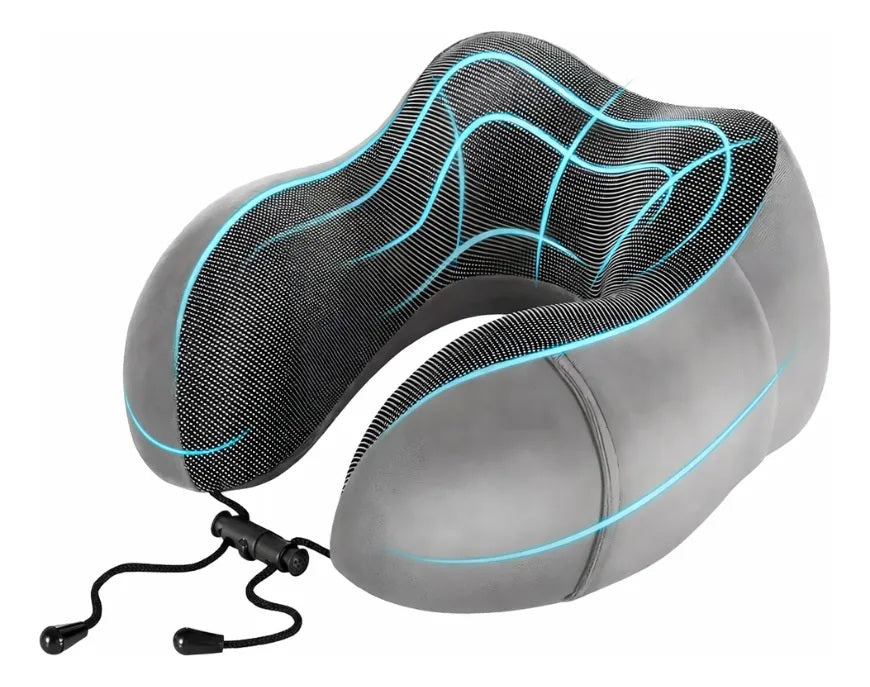 Cojín Cervical Viaje, Con Espuma De Memoria, Gris