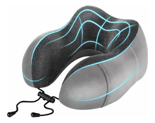Cojín Cervical Viaje, Con Espuma De Memoria, Gris