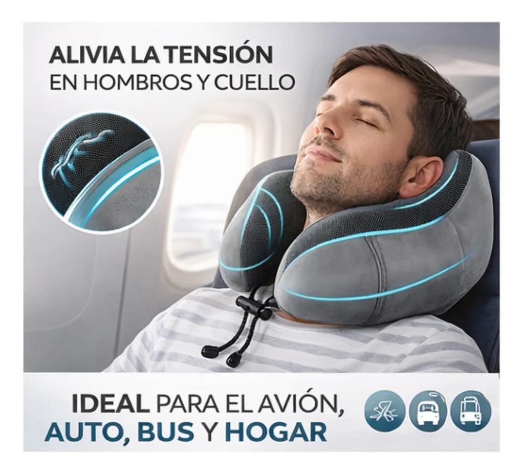 Cojín Cervical Viaje, Con Espuma De Memoria, Gris