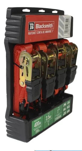 Set 4 Eslingas Blacksmith Amarre Carga 3,5 M 400 Kg Rachet Camioneta