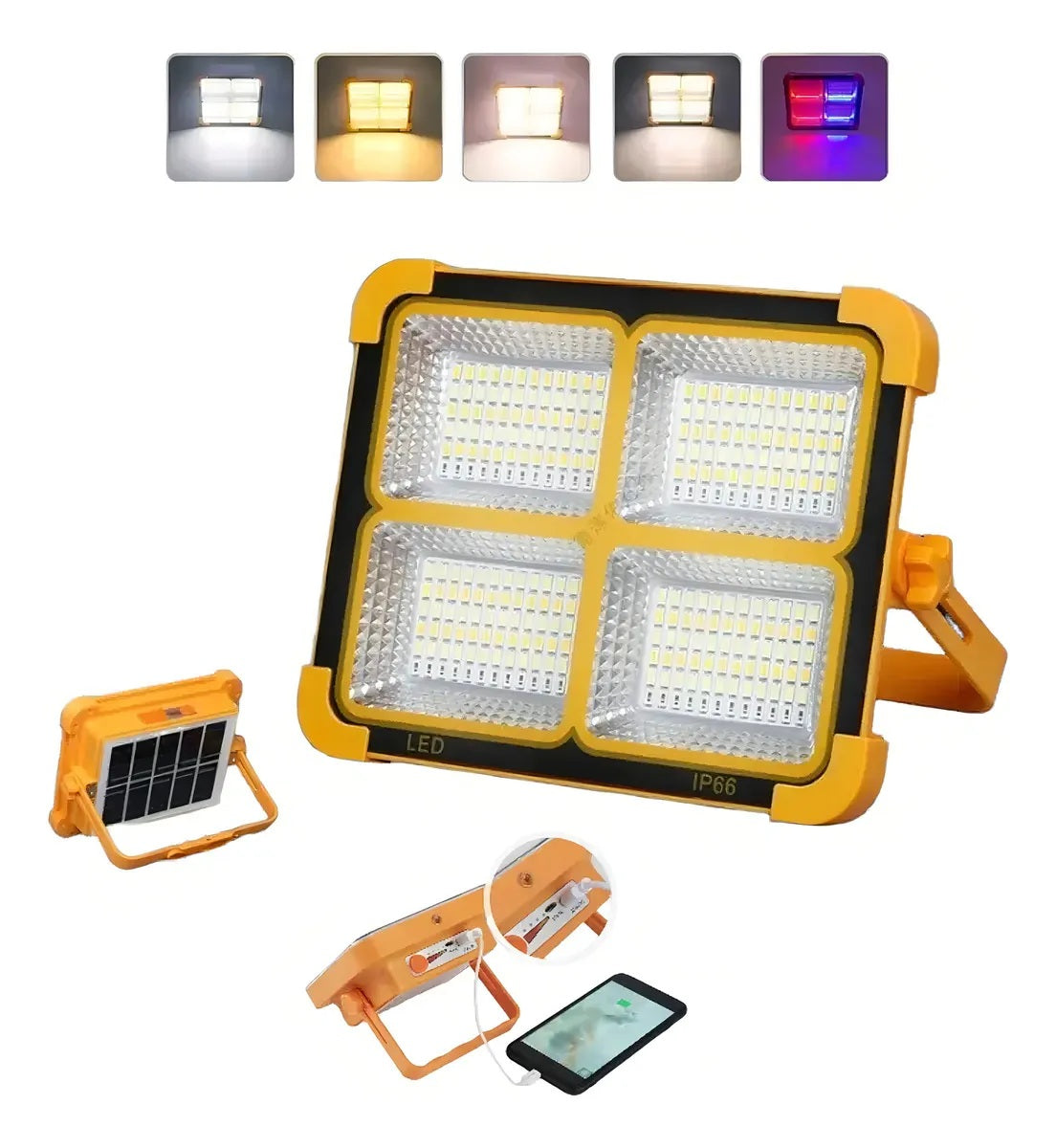 Foco Led, Solar y Recargable (Camping, emergencias)