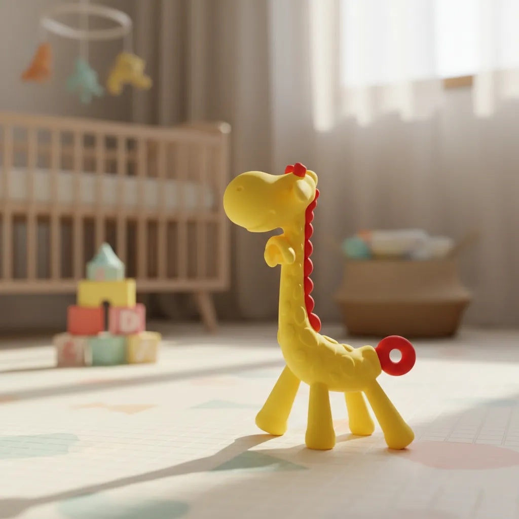 Mordedor De Silicona Forma de Jirafa, Con Estuche.