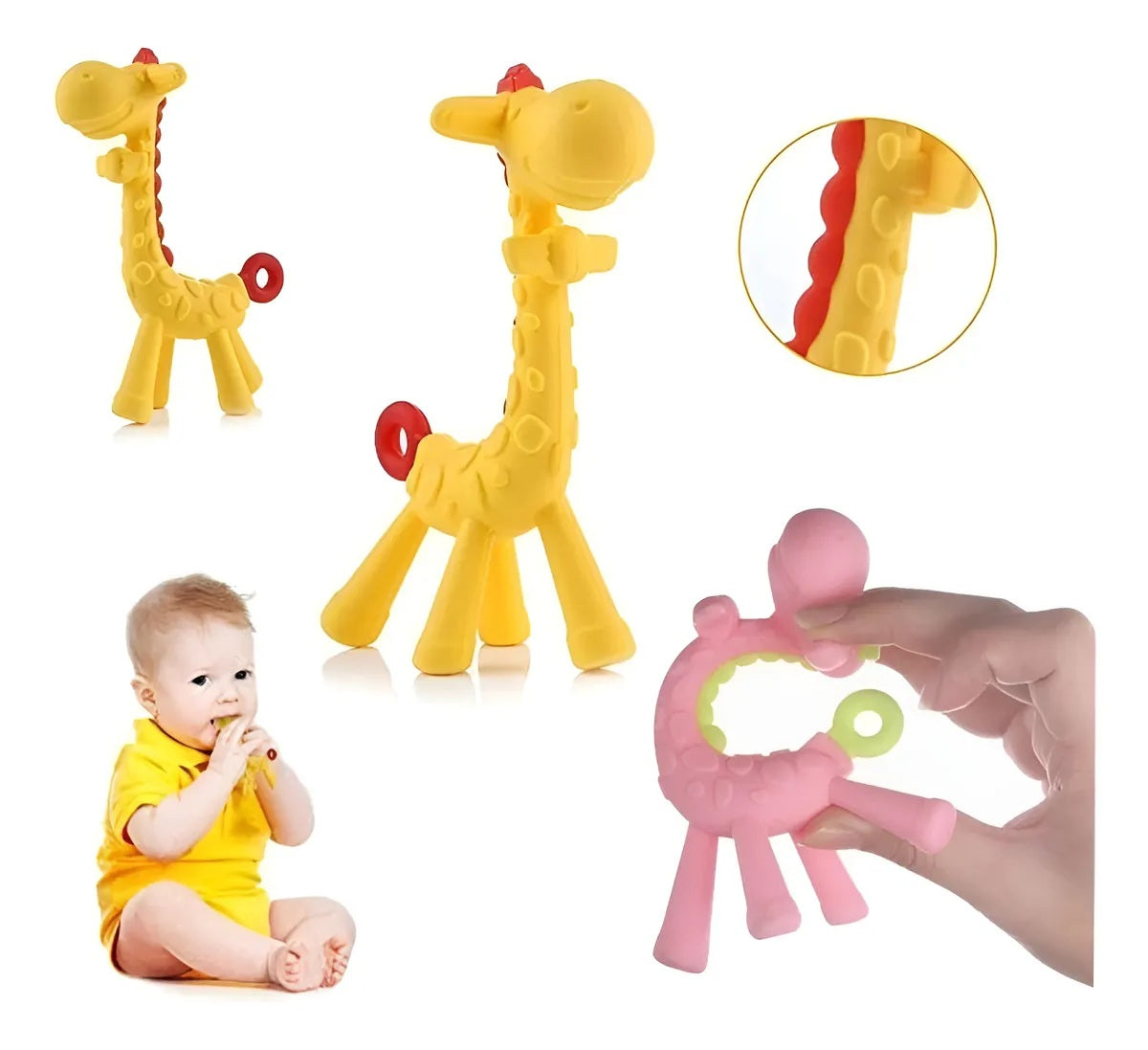 Mordedor De Silicona Forma de Jirafa, Con Estuche.