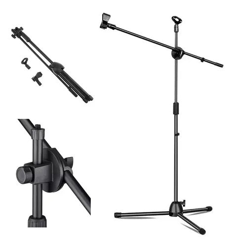 Pedestal de Micrófono con Boom, Negro