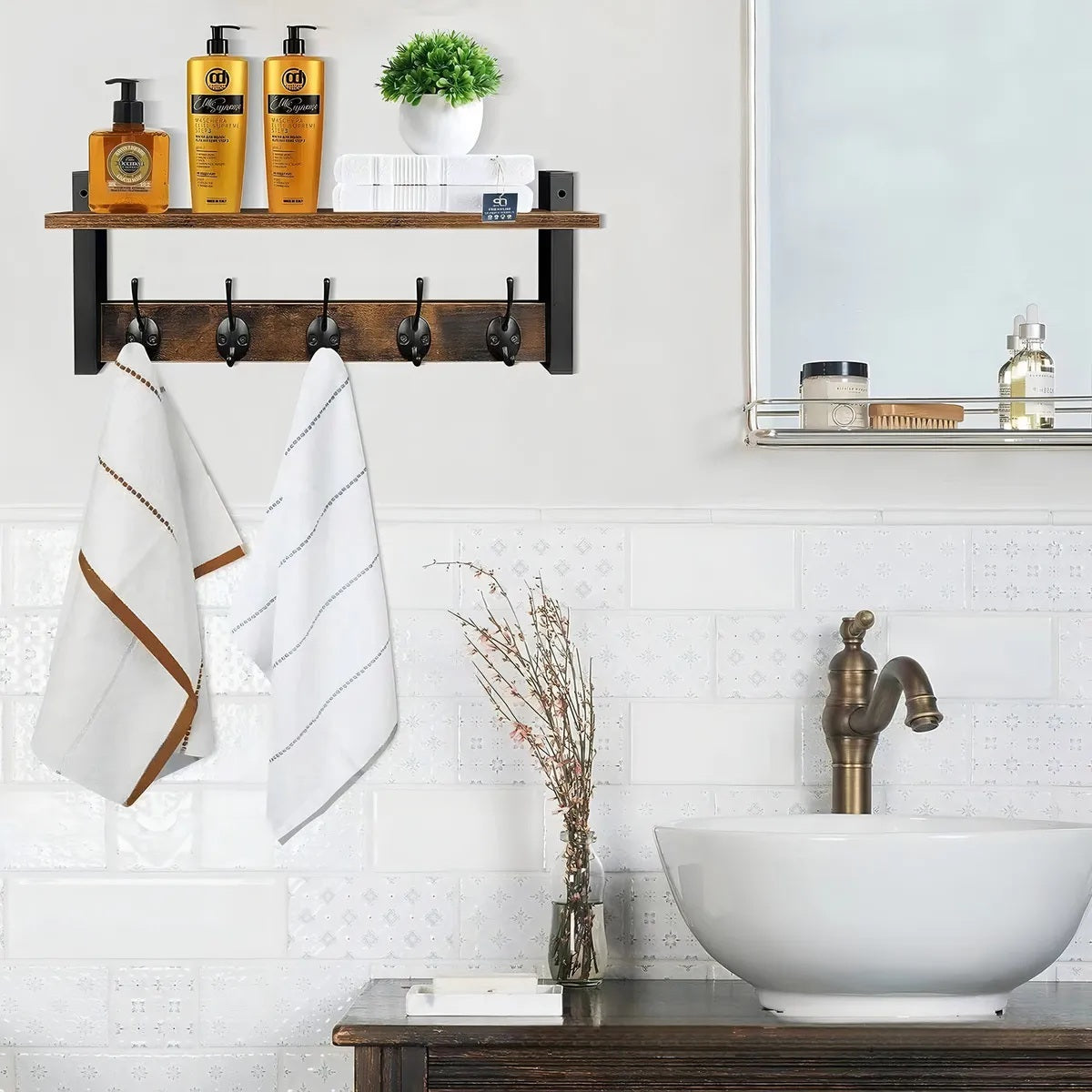 Repisa Flotante Madera Marrón Oscuro Estilo Industrial