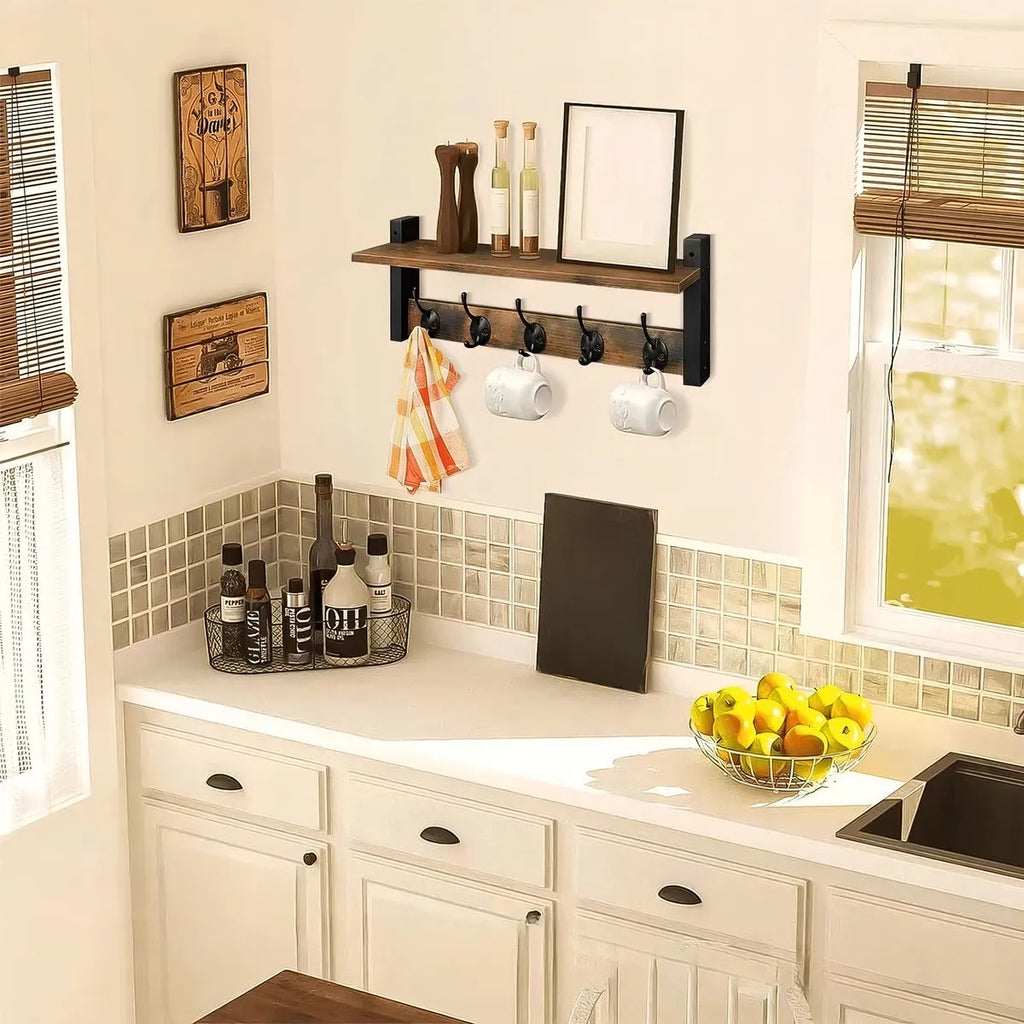 Repisa Flotante Madera Marrón Oscuro Estilo Industrial