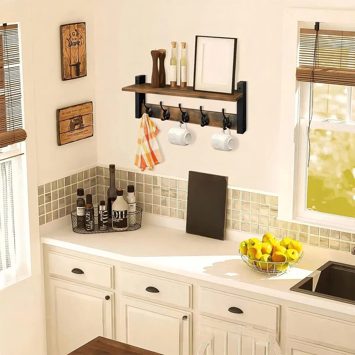 Repisa Flotante Madera Marrón Oscuro Estilo Industrial