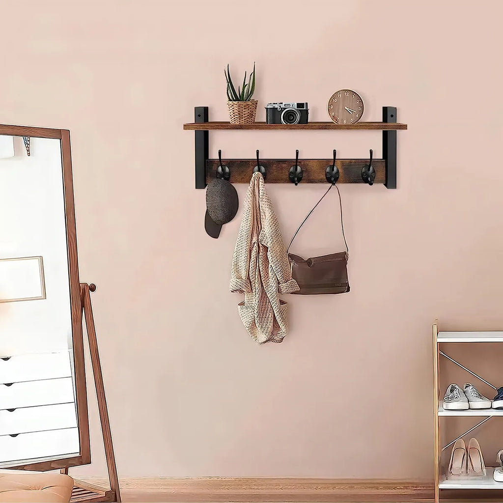 Repisa Flotante Madera Marrón Oscuro Estilo Industrial