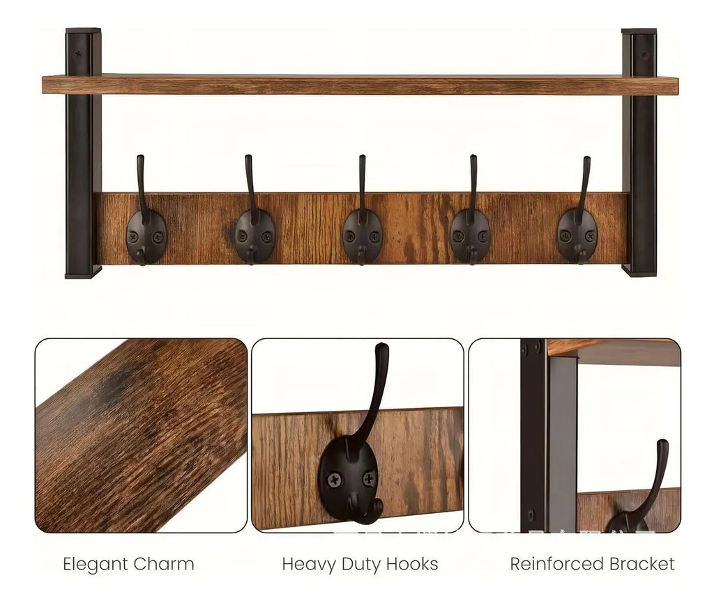 Repisa Flotante Madera Marrón Oscuro Estilo Industrial