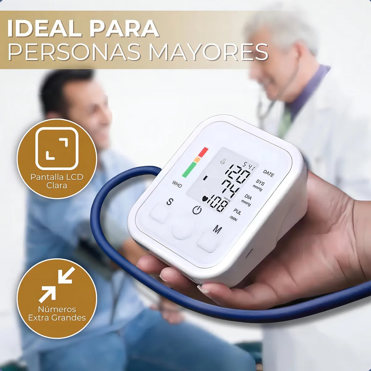 Medidor Digital De Presión Arterial Pilas y USB C